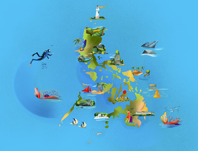 The Philippines digital folioart illustration jia-yi liu map travel wildlife