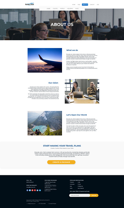 About us page design about us blue branding design ladingpage page travel ui ux web