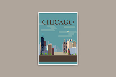 Chicago. Poster adobe branding chicago design dribbble for print illustration illustrator poster print travel usa vector