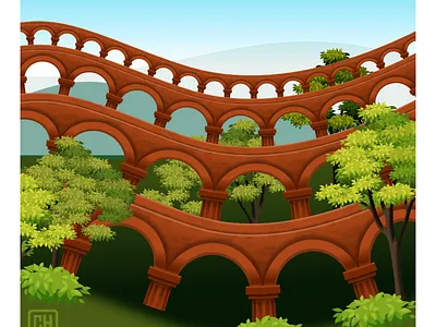 Affinity Aqueducts 2dgameart 2dgameartguru affinity designer affinitydesigner design gameart illustration vector