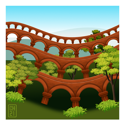 Affinity Aqueducts 2dgameart 2dgameartguru affinity designer affinitydesigner design gameart illustration vector