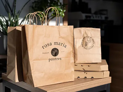 Rosy's Desserts To Go Bags branding design graphic design illustration logo