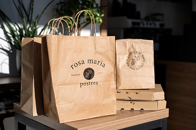 Rosy's Desserts To Go Bags branding design graphic design illustration logo