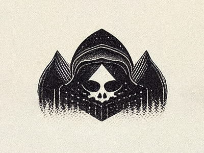 void traveller character dark design halftone illustration occult print risograph skeleton skull