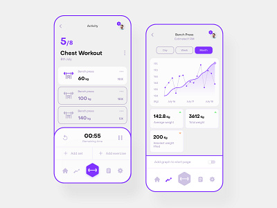 Daily UI 41 – Workout Tracker app application chart daily ui challenge dailyui design illustration logo mobile tracker ui ui challenge ux web webapp webdesign workout workout tracker