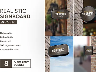 Realistic Outdoor Signboard Mockup cafe mockup logo mockup mock up mockup outdoor outdoor mockup premium mockup restaurant mockup signboard signboard mockup