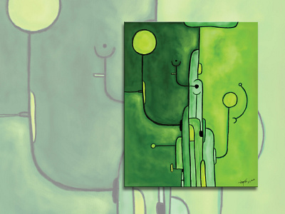 Tree of Life abstract awesome cool digital painting expressive fine art green modern art non figurative painting surreal surrealism