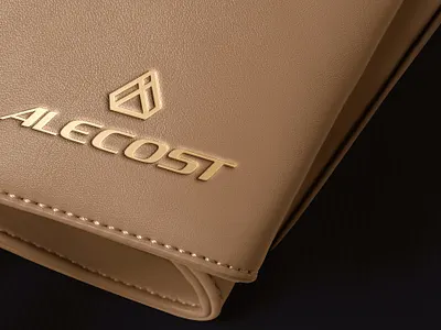 Leather Gold Foil Stamp Logo Mockup 3d 3d text 80s animation branding design designposter gold gold foil graphic design illustration light logo logo text motion graphics stamp ui
