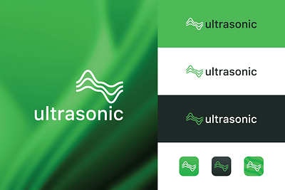 The Best Modern Ultrasonic logo template branding color design graphic design green health icon logo marketplace markey modern tech technology template type ui ultrasonic vector wave