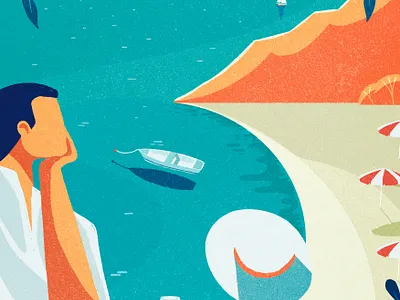 View of the bay bay classy colorful contemporary digital painting dreamy fancy illustration minimalistic retro rich sea summer traverl vacation vintage water wealthy wine