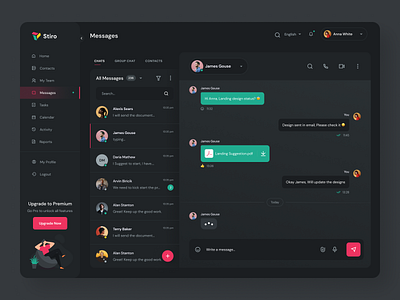 Web App Chat User Interface chat clean creative dark ui design message template unique webapp