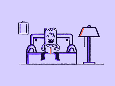 Reading on the couch illustration 2d character brand mascot brand sprint brandenstein branding branding studio character design couch design sprint design studio digital agency digital illustration illustration illustrations lamp mascot nonprofit social enterprise vector vector illustration