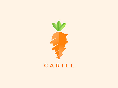 C A R I L L ( Carrot + Drill) app icon logo carill carrot drill logo carrot logo fruit logo gradient logo illustration logo design minimalist logo modern logo