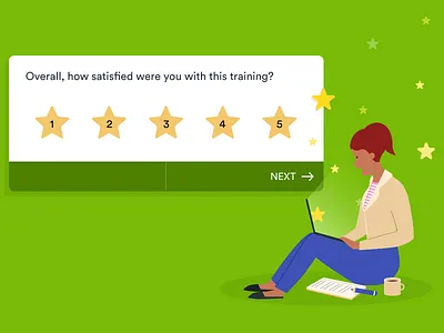 Training survey questions banner design blog post card form evaluation form figma illustration jotform online form star rating survey