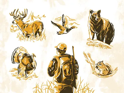 Public Land Hunter Cover black bear deer goose hand drawn hunter hunting illustration magazine cover squirrel turkey