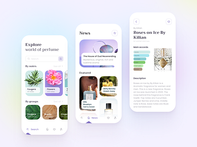 Fragrance app app design beauty cosmetics design flat fragrance minimal perfume product design ui ui design ux design ux ui design