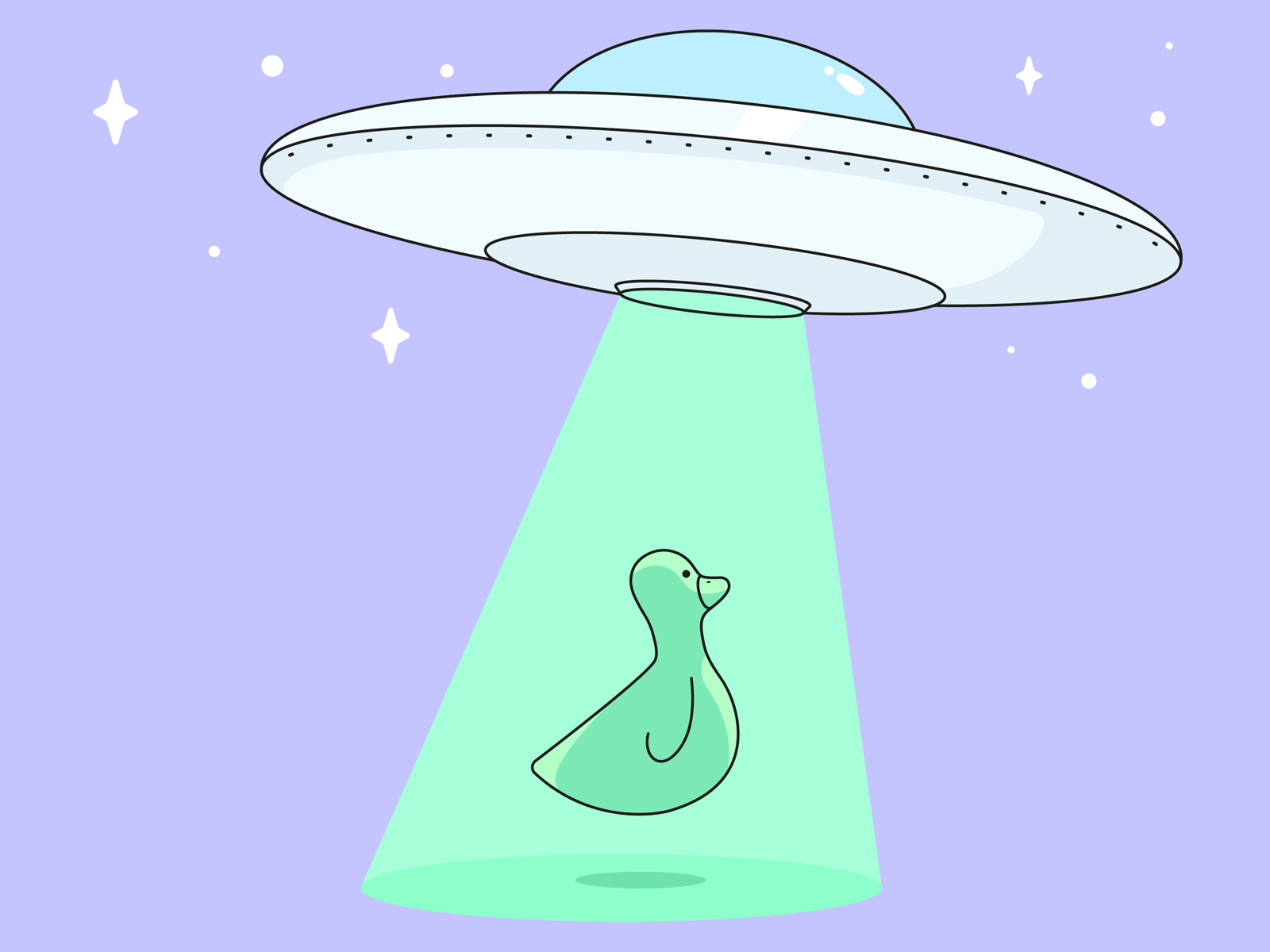 Abduckted abducted alien animation beam duck gif illustration illustrator purple space spaceship stars ufo vector