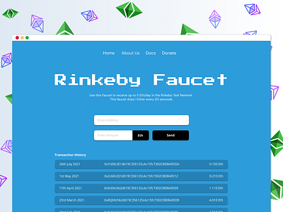 Rinkeby Ethereum Faucet design minimal ui