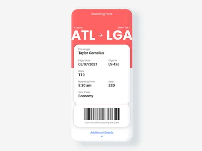Boarding Pass dailyui design mobile ui ui ux
