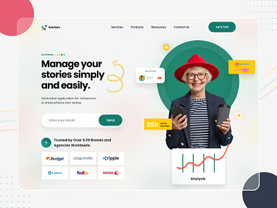 Solution || Influencer Social Landing Page branding landingpage minimal social design trending uidaily uidesign uiux uiux design webdesign