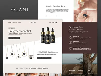 Olani Shopify Website UI Redesign desktop ui diffuser essential oil homepage jewelry neckalce shopify ui ux wearable jewelry web design