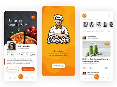 Chefolate - A social networking app dedicated for chef branding chef cook design figma food graphic design network prototype social ui ux