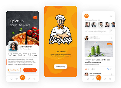 Chefolate - A social networking app dedicated for chef branding chef cook design figma food graphic design network prototype social ui ux