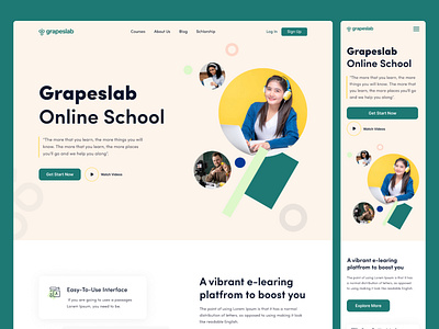 E-Learning best designer best website designer design dribbble best shot e learning elearning grapeslab homepage landing page mobile responsive online course online course website popular design top designer uiux web web design web responsive website website designer