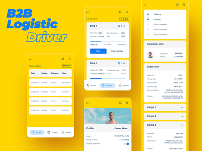 B2B Logistic application design inspiration interface mobile web