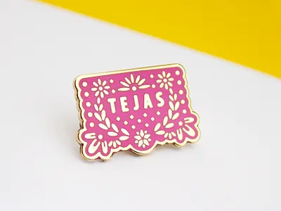 Papel Picado Texas Enamel Pin cute design enamel pin fiesta graphic design illustration lapel pin mexican papel picado spanish tejas texas