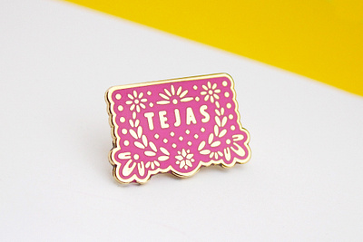 Papel Picado Texas Enamel Pin cute design enamel pin fiesta graphic design illustration lapel pin mexican papel picado spanish tejas texas