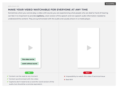 Make your video watchable for everyone at any time accessibility best practice buzz caption deaf disability do dont ux e shop instagram live monetisation play player recording seo social media tiktok video watch youtube