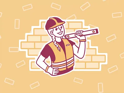 Civil engineer bricks civil engineer gif girl illustrations illustrator level merkulove procreate sketch special uniform speedpaint vector wall yellow