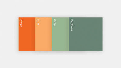 Color Palette with Orange, Peach, and Natural Greens brand brand design brand designer brand identity branding color colors design green identity orange palette peach scheme swatches