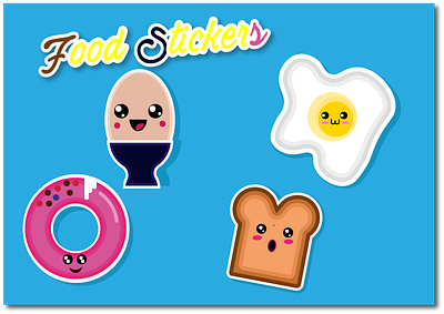 Cute Food Stickers adobe illustrator illustration illustrator vector