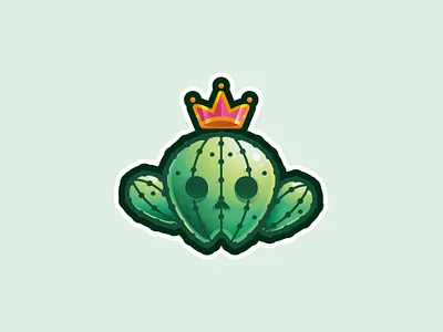 Cactus sticker cactus crown icon illustration king line logo plant queen spines thorn