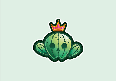 Cactus sticker cactus crown icon illustration king line logo plant queen spines thorn