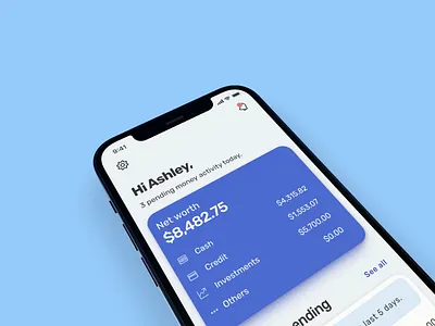 Personal finance app dashboard iOS admin app apple blue branding card clean dashboard design finance fintech illustration ios material product quicken simplifi ui user interface ux