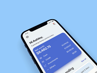 Personal finance app dashboard iOS admin app apple blue branding card clean dashboard design finance fintech illustration ios material product quicken simplifi ui user interface ux