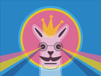 Halftone Hipster Llama glasses halftone hipster illustration lasers mustache rainbow screen print