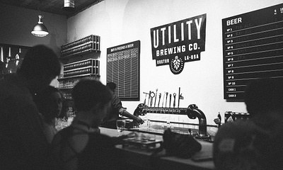 Case Study for Utility beer branding identity illustration logo packaging signage type