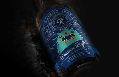 RainierBeer / PackagingDesign / Pazuzu Light alcohol beer character color design foil stamping glass graphic design illustration monster packaging packagingdesign personality typography