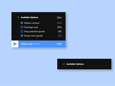 Configuration Option UI component app choices choose component cpq design mobile mobile app mobile app design mobile design options product ui
