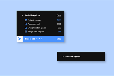 Configuration Option UI component app choices choose component cpq design mobile mobile app mobile app design mobile design options product ui