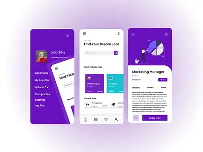 Job Finder Mobile App design illustration ui ux