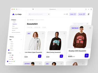 LapakBaju - Ecommerce Catalog Dashboard card catalog clean design clothing dashboard design ecommerce shopify shopping ui ui design uiux