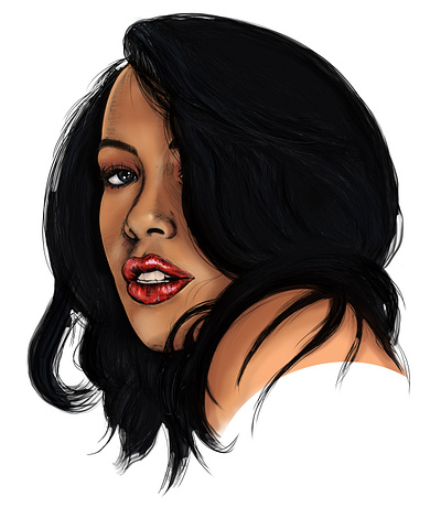 Aaliyah Color Portrait aaliyah art drawing illustration ink pen markers portrait procreate realism vector