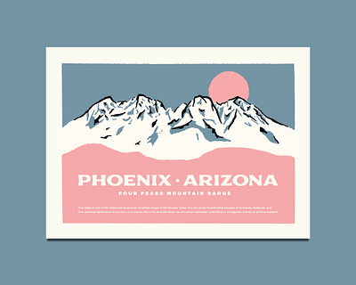 Four Peaks Wedding Invitation arizona desert design four illustration mountain peaks