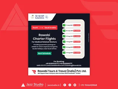 Rawabi Travels- Flight Schedule Poster branding brandingreimagined calicut design flight graphic design illustration jazzstudio kerala kozhikode poster rawabi travels rawabionline saudi ui