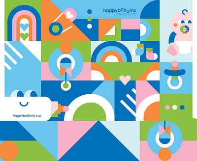 HappyBottoms branding design flat icon illustration illustrator logo vector